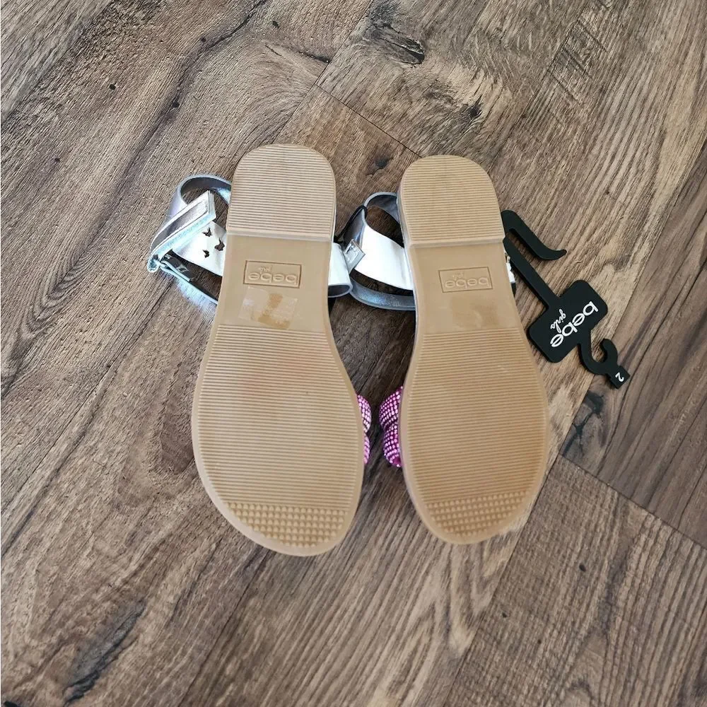 Bebe Girls Pink and Silver Sandals
